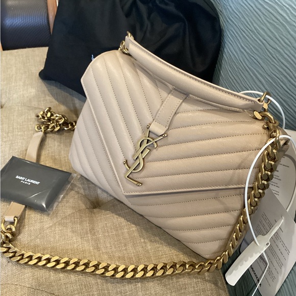 SOLD ***Saint Laurent Medium College Handbag in Dark Beige ** Tags attached! - Picture 4 of 16